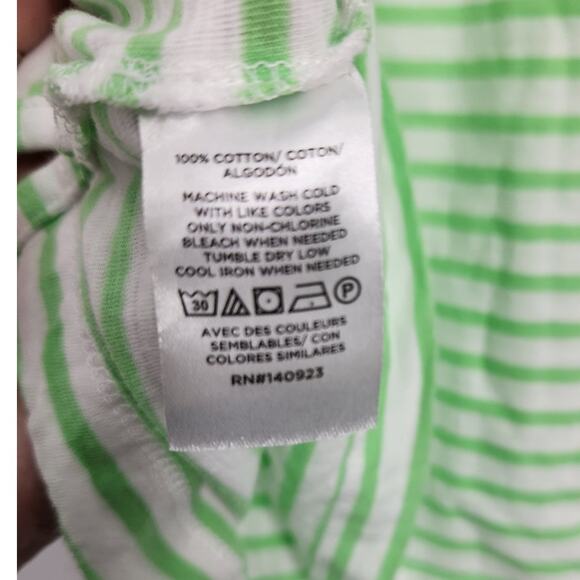 Loft Green and White Striped Short Sleeve Top Womens Size Extra Small XS - Picture 4 of 4